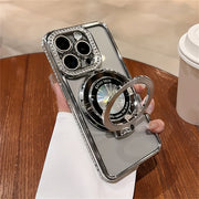 Magnetic Invisible Phone Case for iPhone 11-16 with Lens Protection and Stand