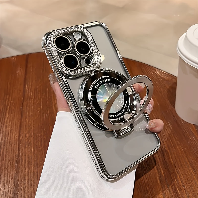Magnetic Invisible Phone Case for iPhone 11-16 with Lens Protection and Stand