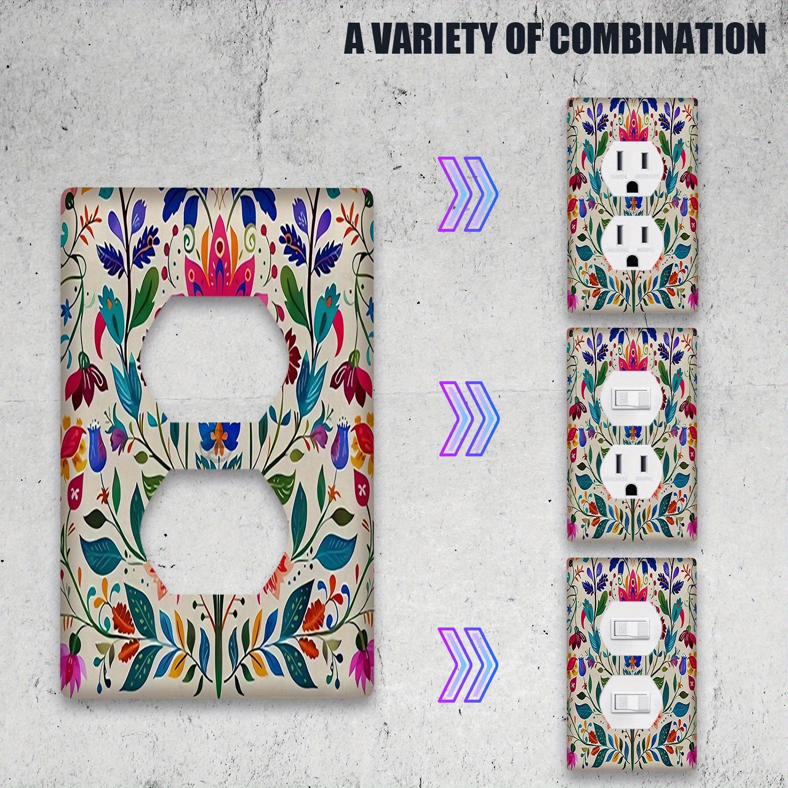 Mexican Folk Art Light Switch Plate Cover Vibrant Decor for Kitchen Bedroom Easy to Clean