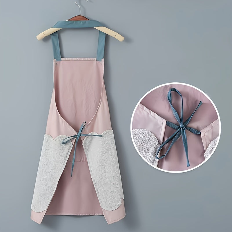 Waterproof Oil-Resistant PVC Kitchen Apron with Hand Wipe Pocket for Cooking Gardening Household