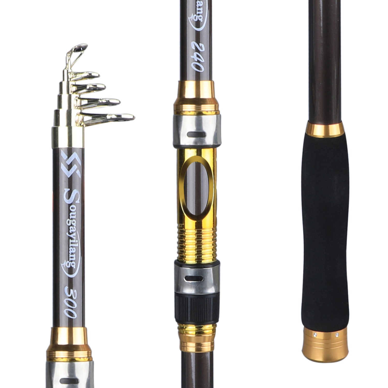 Ultralight Carbon Fiber Spinning Fishing Rod Portable Medium Action Extendable Length Comfortable Grip