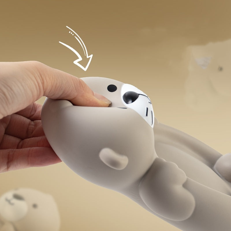 Juego de juguetes de baño para niños con nutria flotante y animales acuáticos para jugar en el agua gris