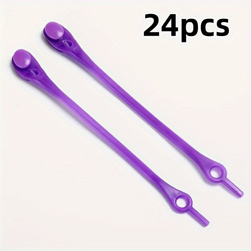24 Pcs Silicone No-Tie Shoelaces for Sneakers, Lightweight, Easy Install