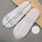 Set of 10 White Disposable Plush Slippers Non-Slip Indoor Footwear for Hotels