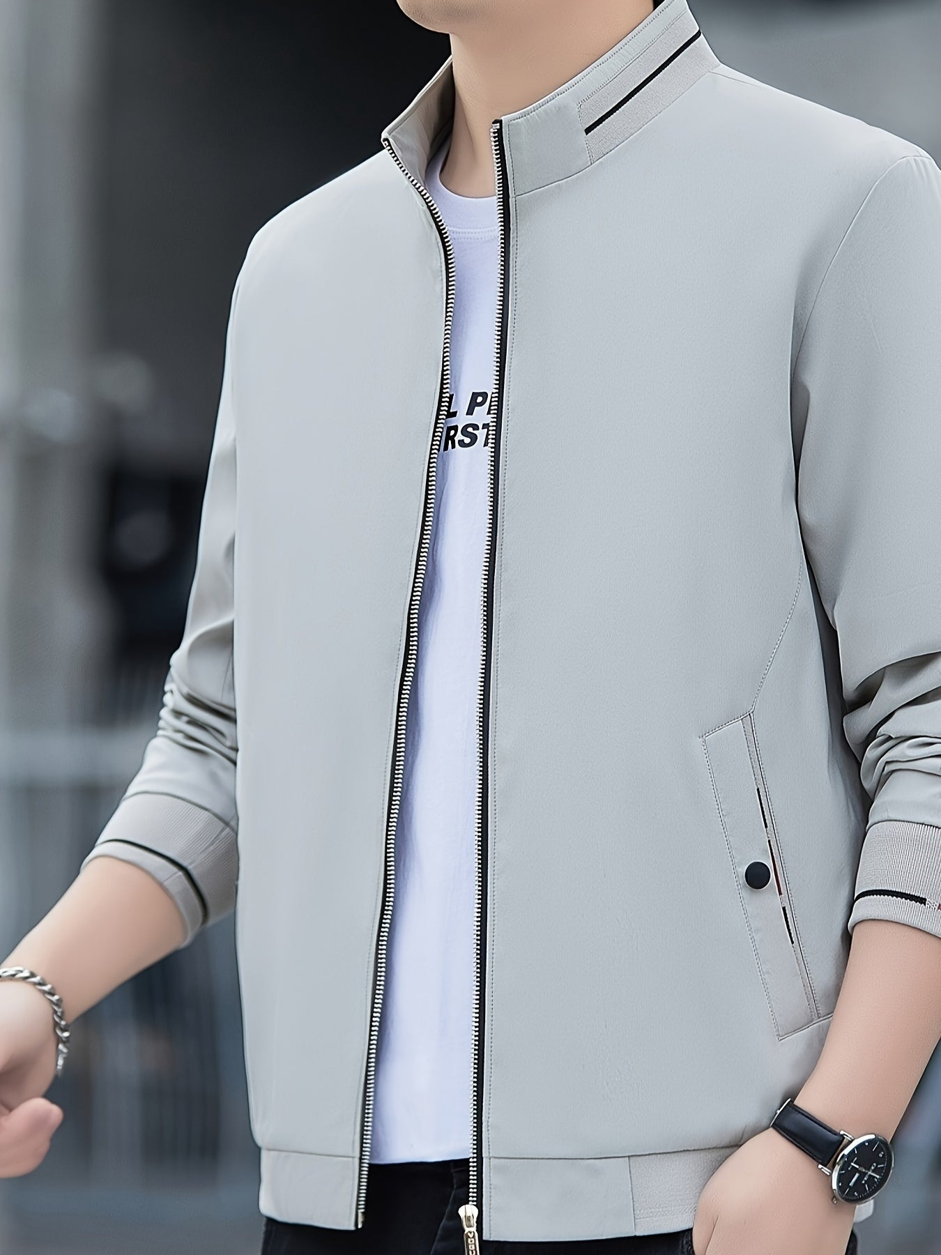 Erkaklar uchun tasodifiy shamol to'suvchi kurtka, zip-up yopilishi va turli xil yelka - sovg'a sifatida mukammal