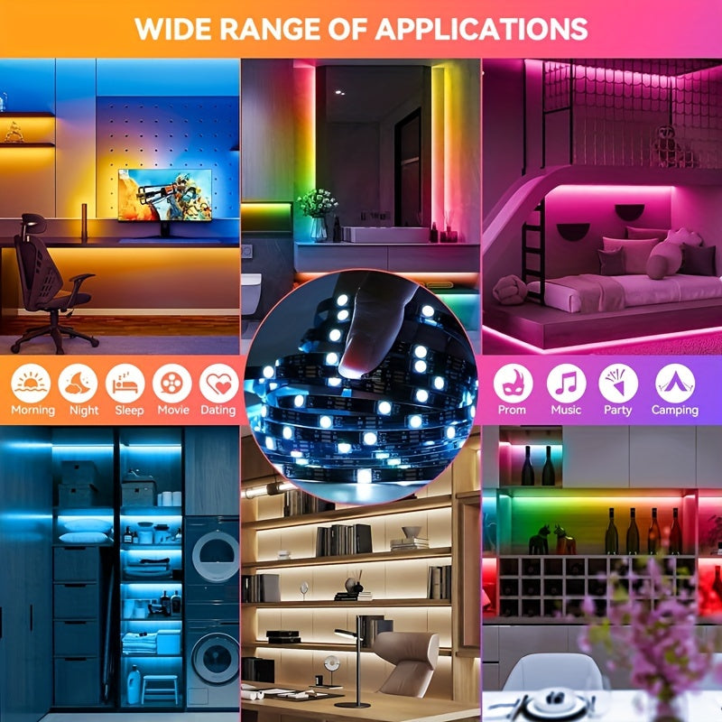 5M RGB LED Strip Lights with Motion Sensor Music Sync for TV Bedroom Gaming