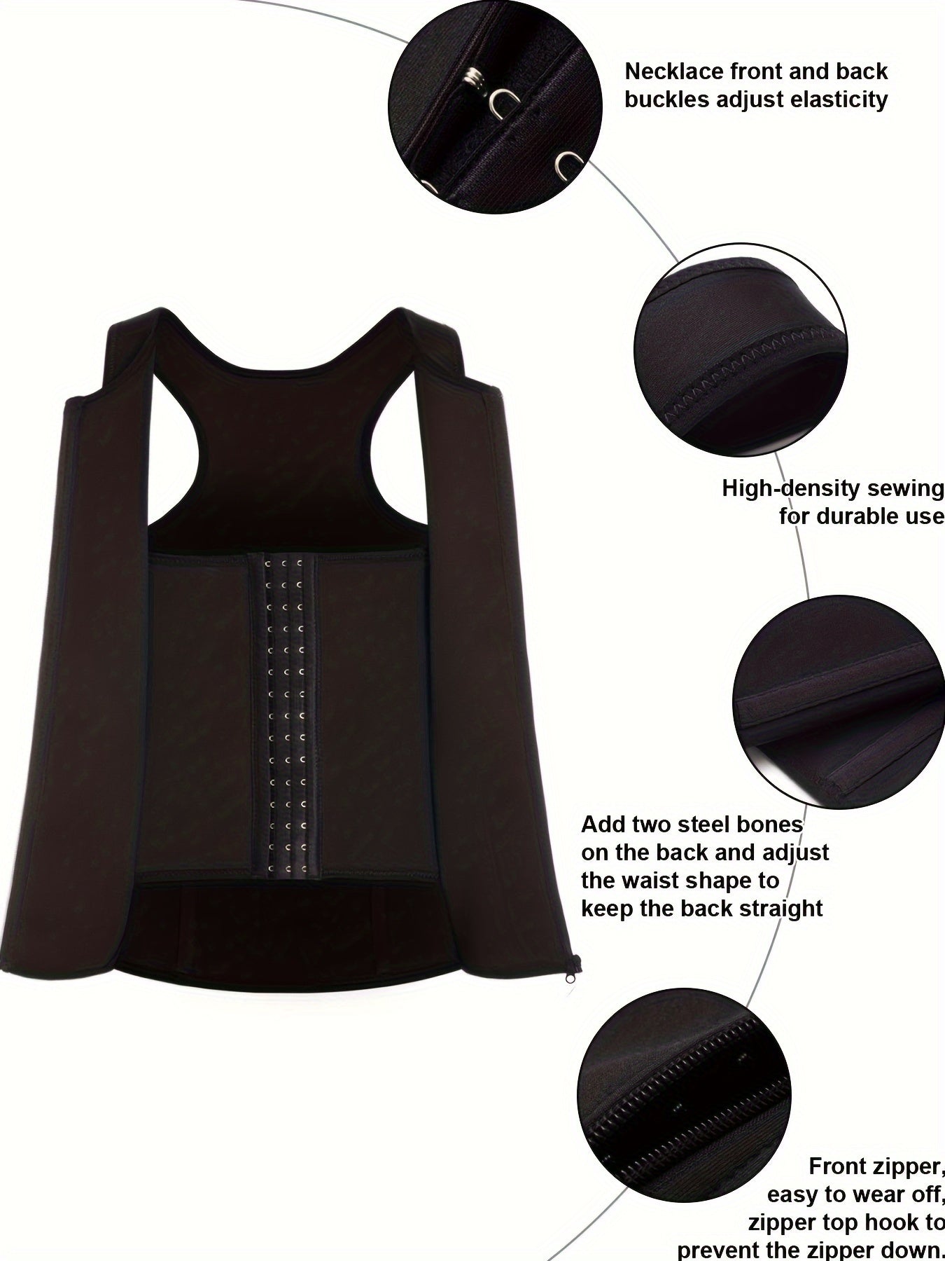 Men's Skinny Compression Tank Top Sleeveless Sports Shirt with Back Support and Stretch Fabric