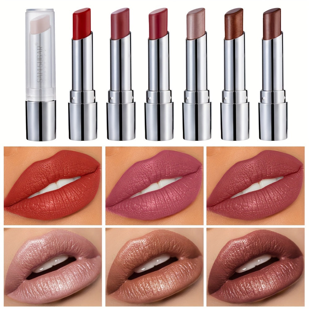 Lápiz de labios de terciopelo mate para mujer, a prueba de agua, de larga duración, brillo de labios, 6 colores