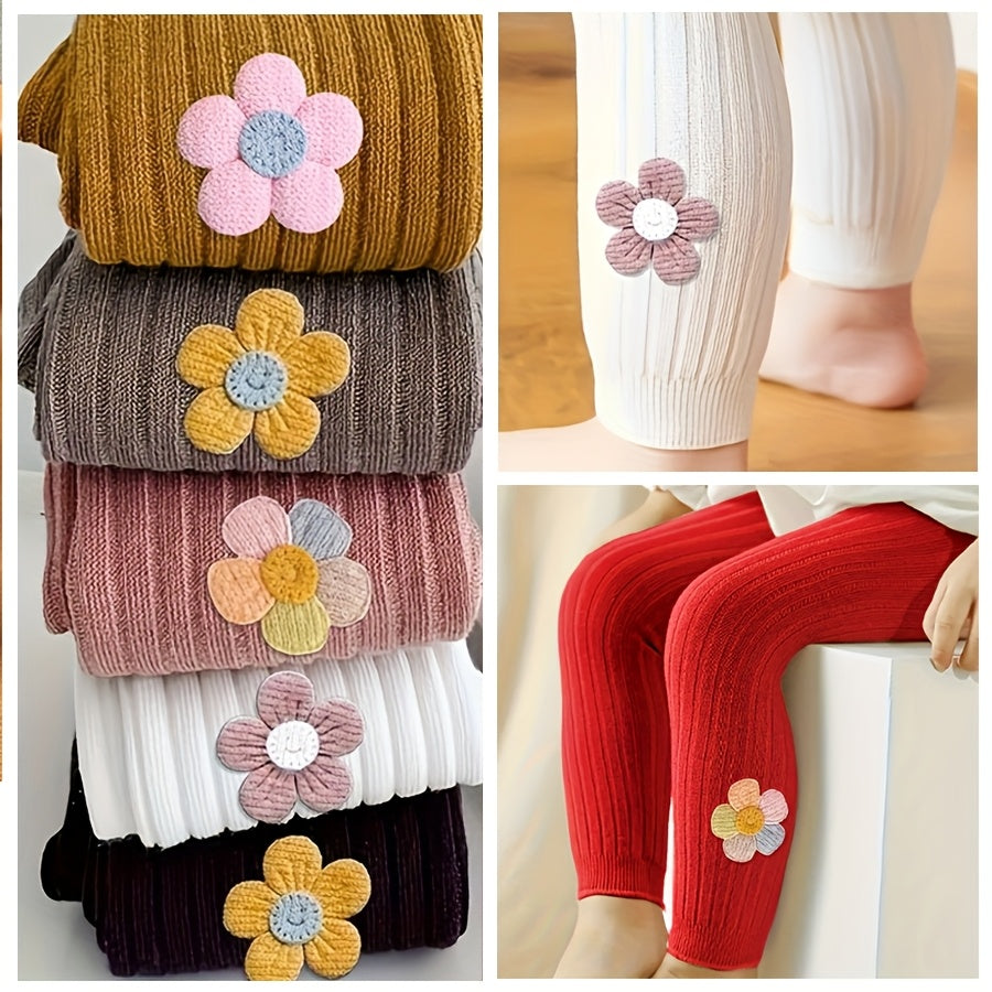 Girls Floret Pantyhose Toddler Solid Knitted Leggings Spring Fall