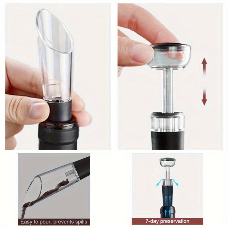 Electric Wine Opener Set with Foil Cutter Vacuum Sealer and Storage Base