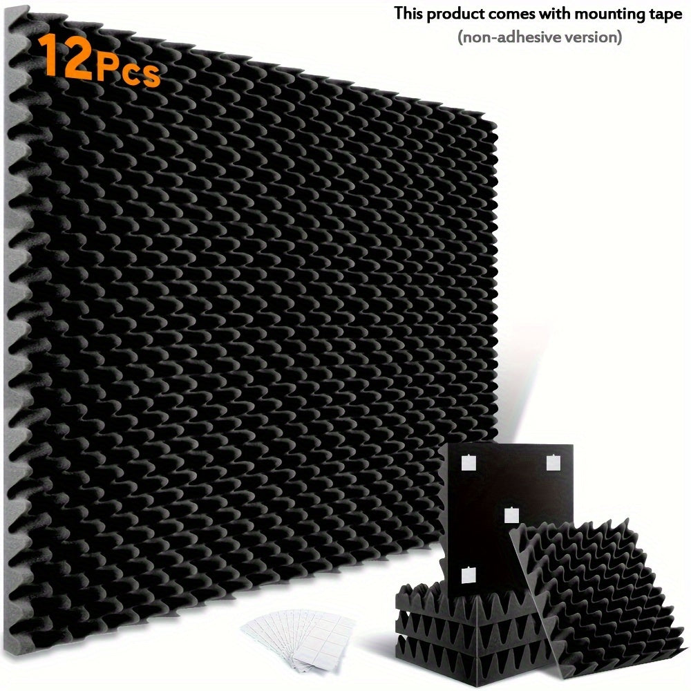 12 Pack Acoustic Foam Panels 30x30x5cm Soundproof Egg Crate Wall Sound Absorbing Sponge