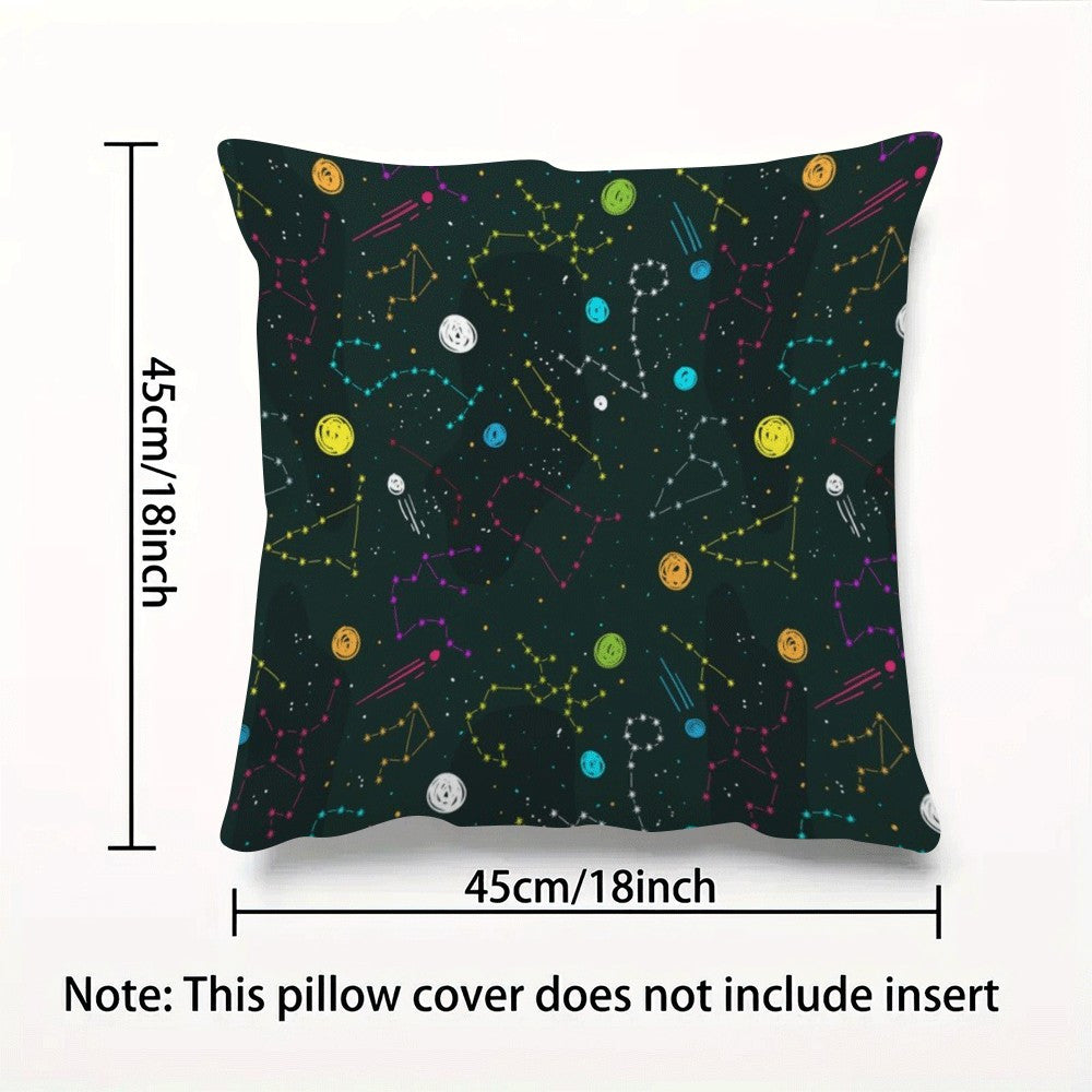 Zodiac Fleece Pillow Cover 45.72x45.72 cm Soft Washable Sofa Bedroom Outdoor