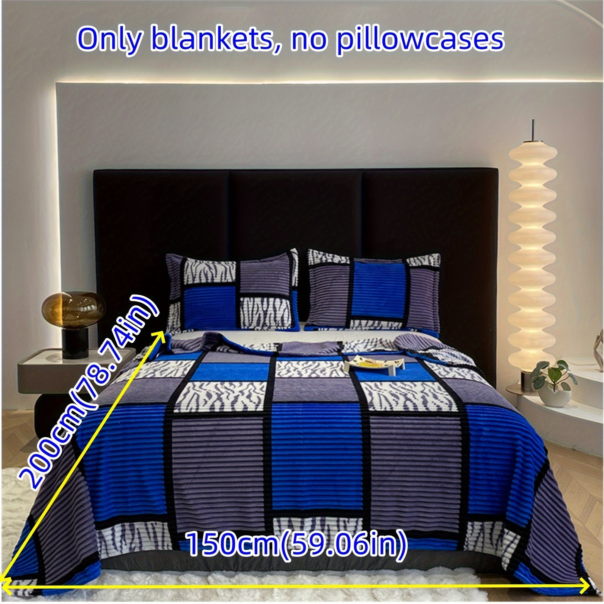 Striped Grid Blanket Lightweight Breathable All-Season Sofa Bed Travel 1 Piece