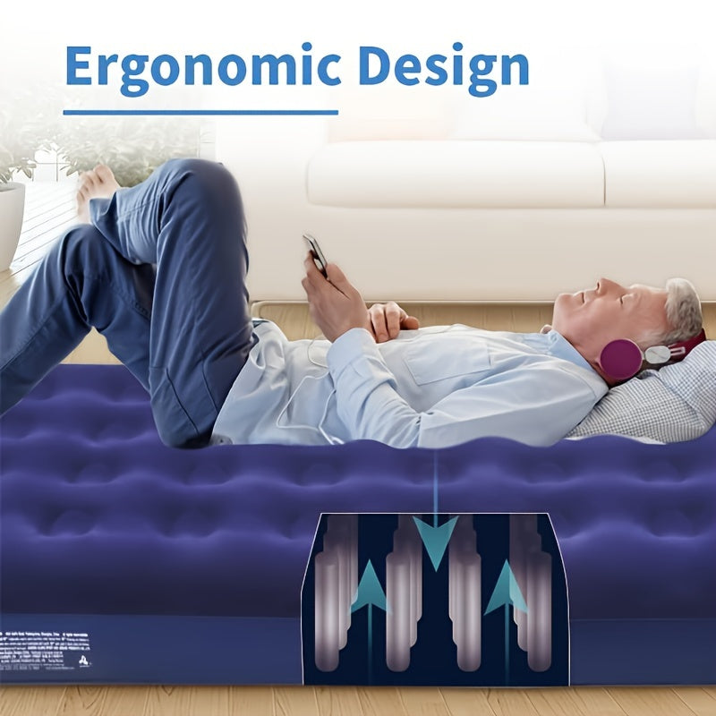 Cama inflable de doble altura para hogar y camping, colchón de aire de PVC duradero