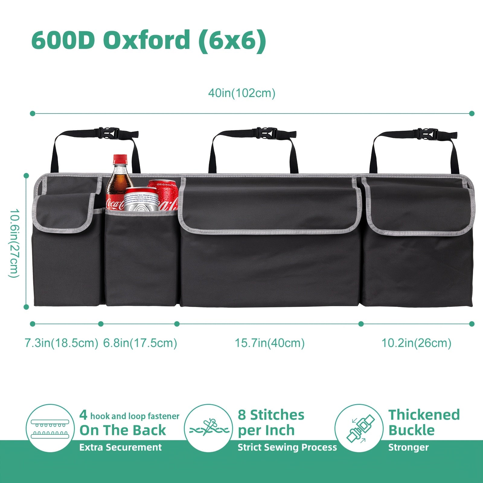 Organizador de respaldo para asiento de coche, bolsa de almacenamiento plegable con 4 bolsillos, gran capacidad