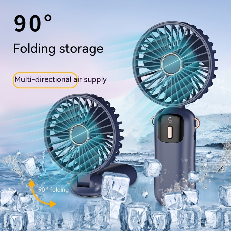 Rechargeable USB Handheld Fan with Foldable Neck, Quiet Operation, High-Velocity Cooling