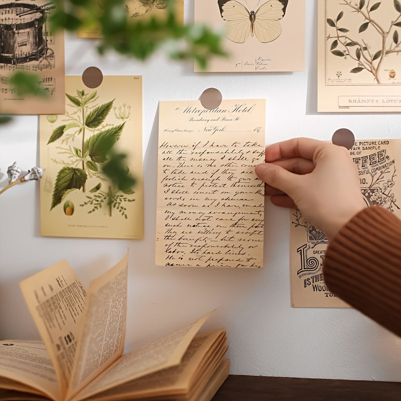 Set of 30 Botanical Wall Stickers Room Decor Cards Animal Print Spring Butterfly Ink Paper