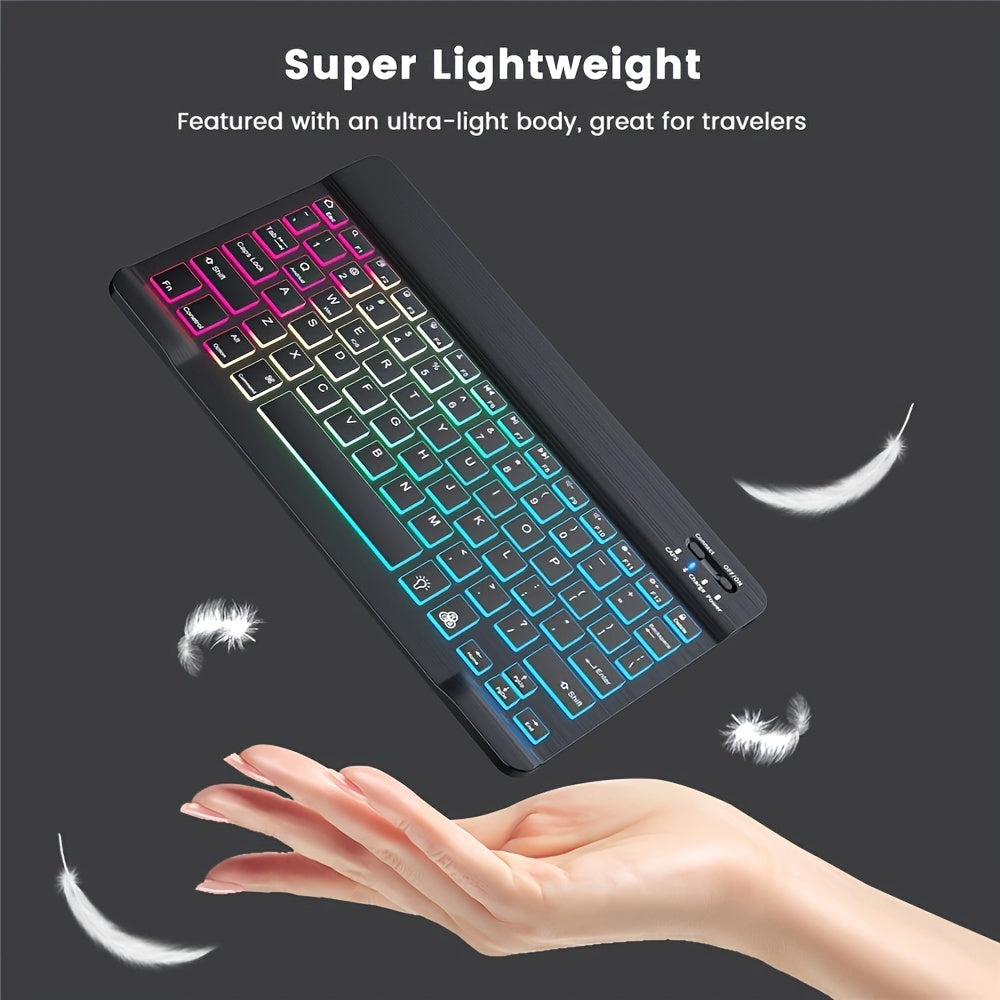 10-Inch Wireless Backlit Keyboard and Mouse Combo with RGB Lighting and Type-C Charging