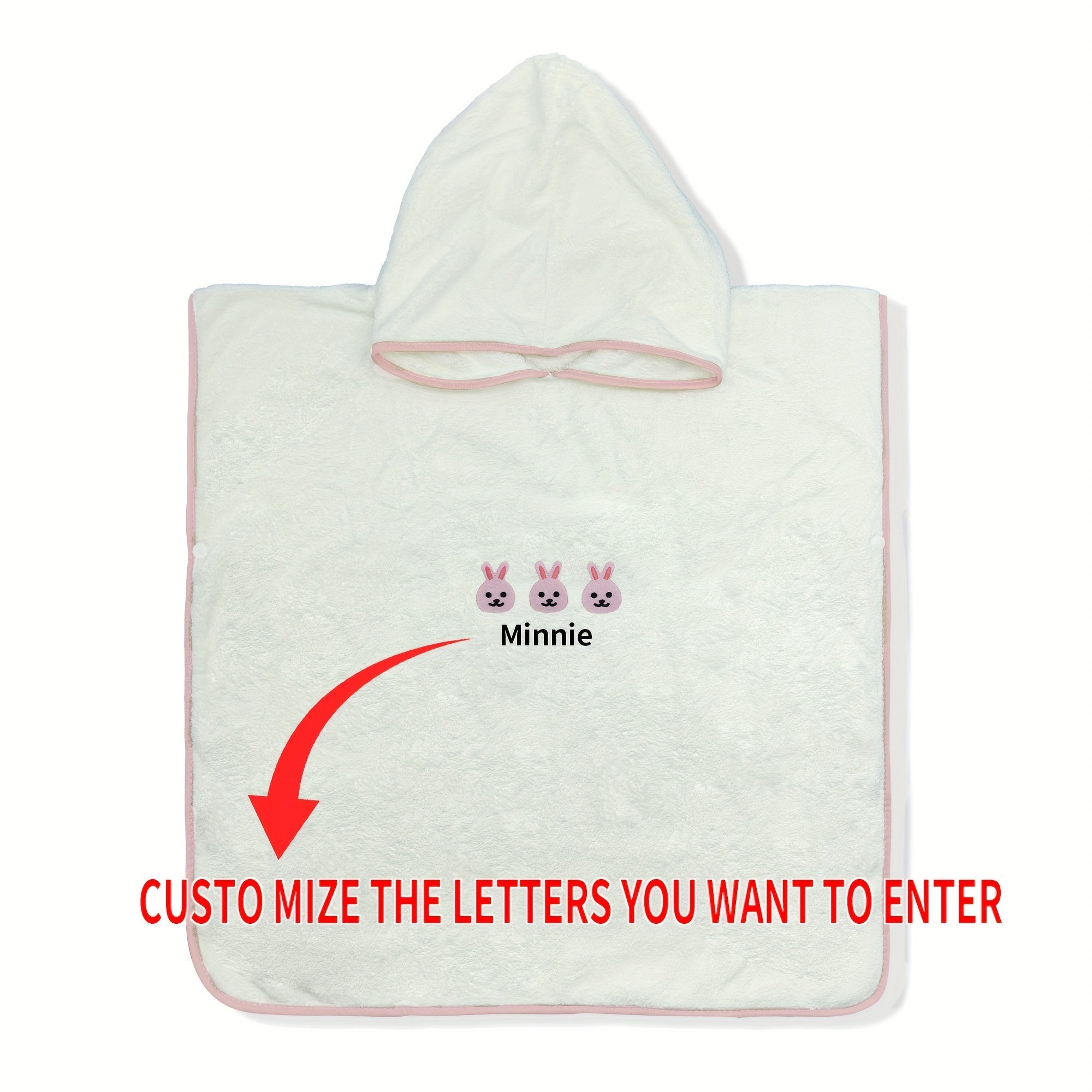 Personalized Children's Hooded Bath Towel and Blanket with Animal Embroidery