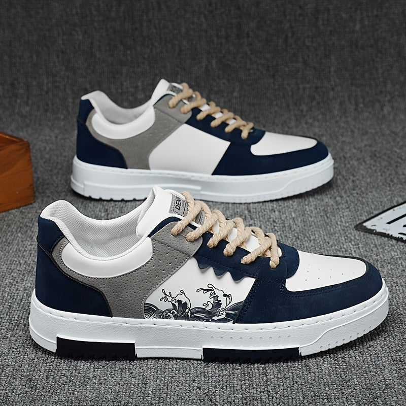 Men's Retro Casual Sneakers Low Top PU Fabric Slip-On Outdoor Sports Shoes