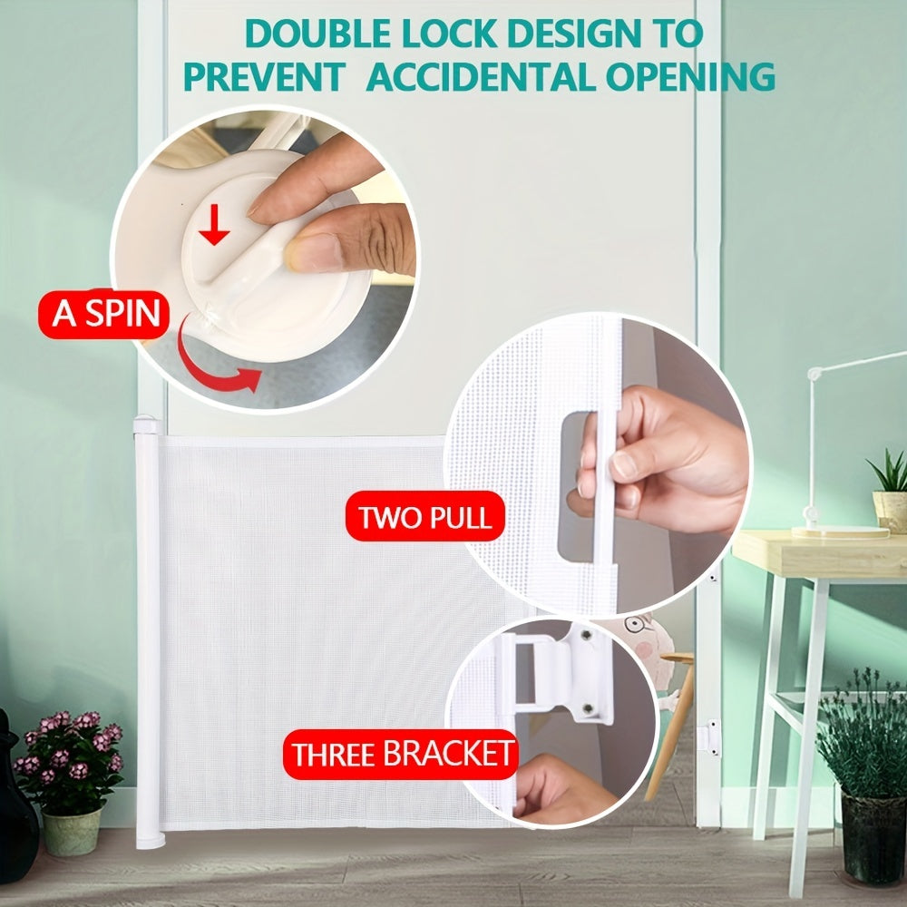 Retractable Mesh Baby Safety Gate for Doorways Stairs Indoor Outdoor 71cm Tall