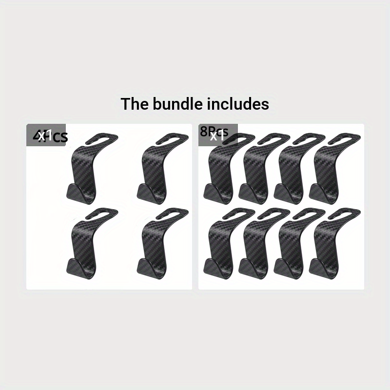 4/8PCS Carbon Fiber Car Seat Headrest Hooks Auto Back Seat Organizer Storage
