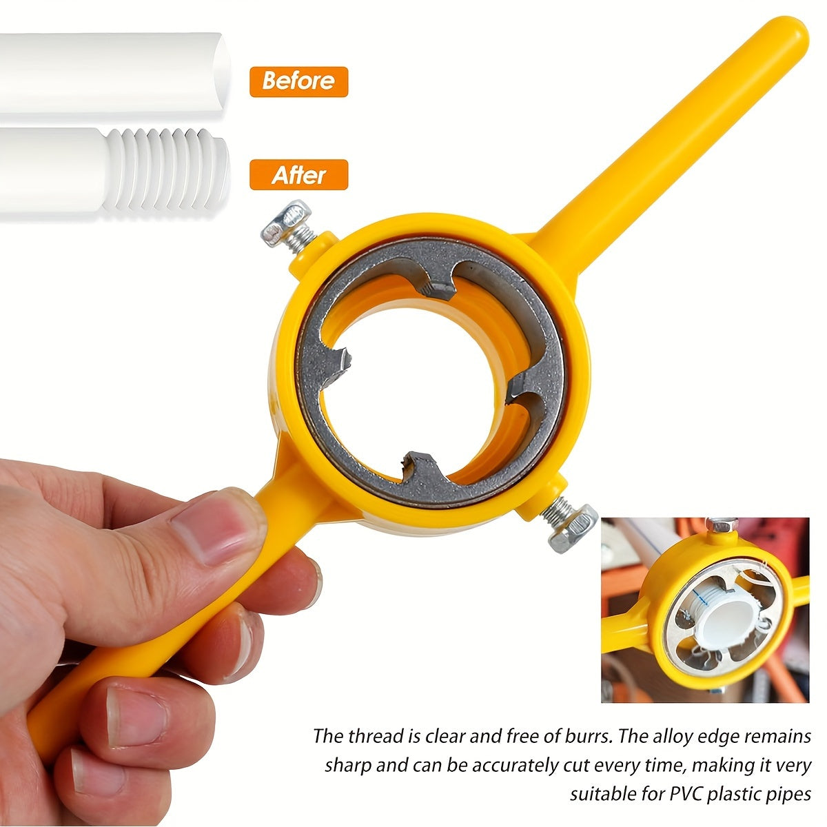 6-Piece PVC Pipe Threader Plumbing Tool Kit with 1/2, 3/4, and 1 Inch Dies