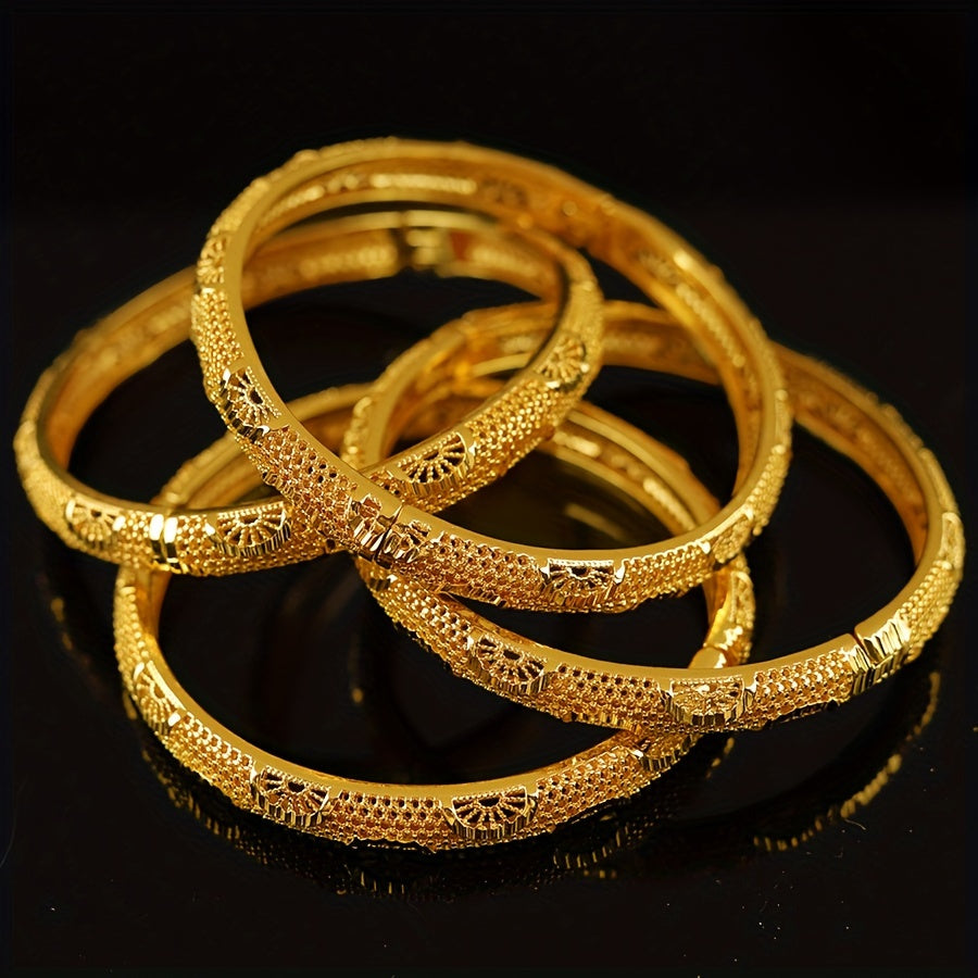 Винтажный полый браслет в комплекте - 4 штуки для женщин, идеально подходит для вечеринок или повседневной носки, вдохновленный модой Ближнего Востока