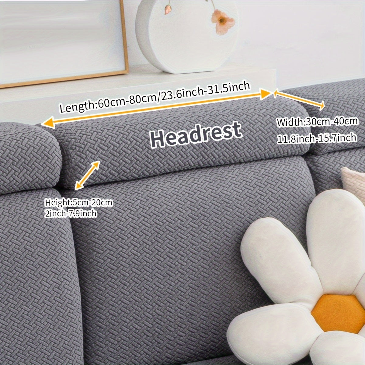 Checkered Pattern Polar Fleece Sofa Cover Boho Style Stretch Fabric Stain and Pet Scratch Protection