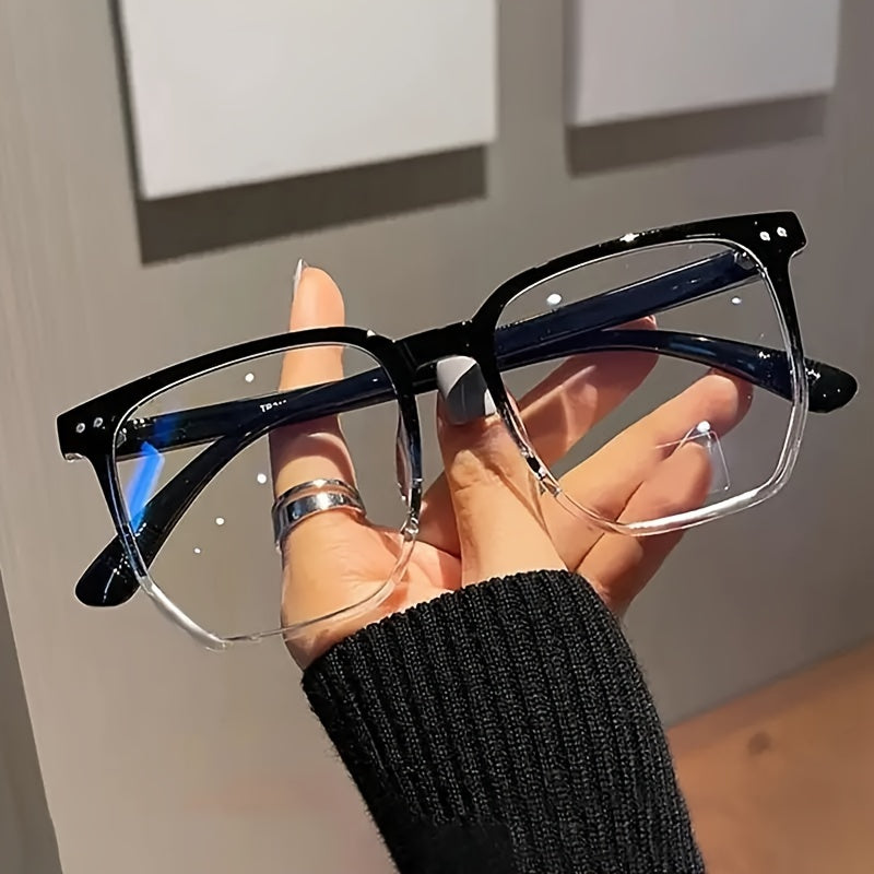 Uniseks kvadrat ramka shaffof linzali retro moda minimalistik ko‘zoynaklar to‘plami, ikkita yoki uchta