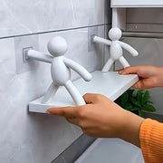 Estantes de pared de plástico con figuras humanoides para almacenamiento en cocina y baño
