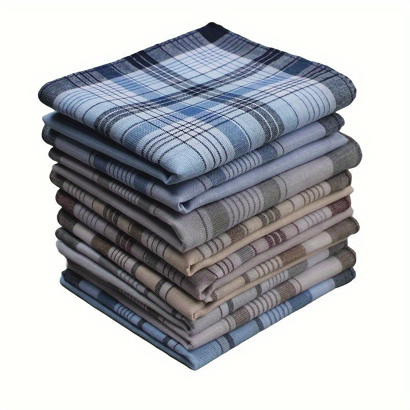 Set of 10 Men's Cotton Handkerchiefs with Knitted Striped Patterns