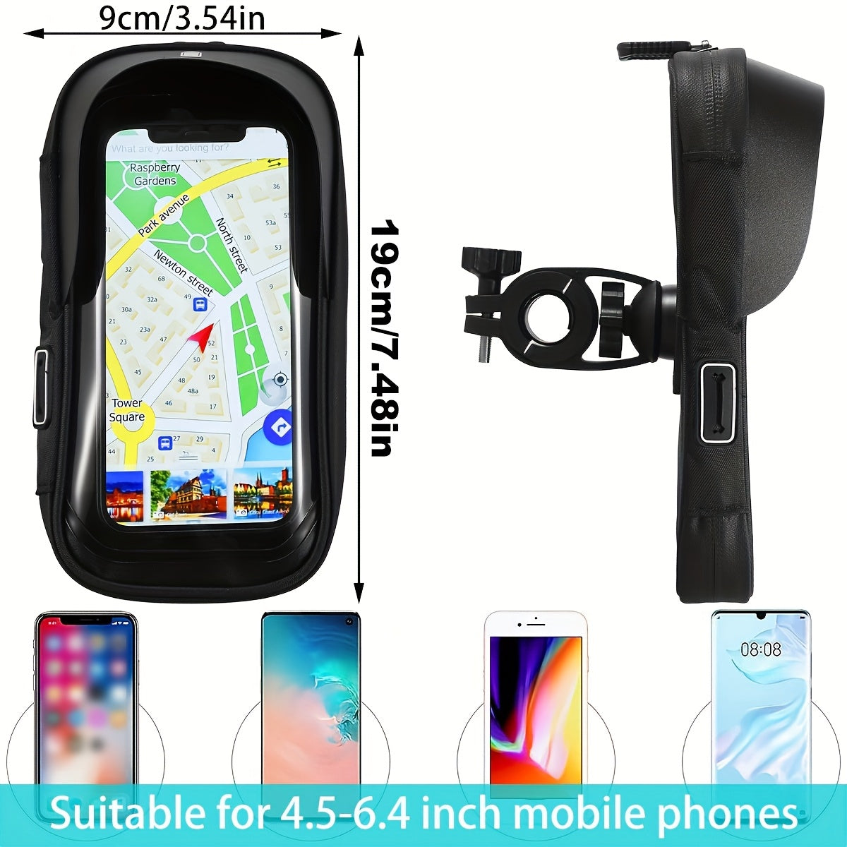 Unisex Waterproof TPU Bicycle Handlebar Phone Bag Front Frame Mount