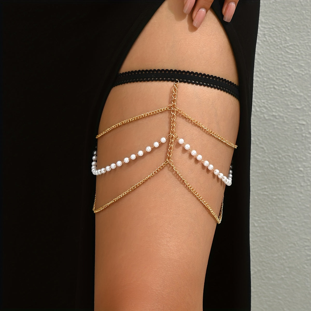 Women's Pearl Leg Chain with Multi-Layer Body Jewelry