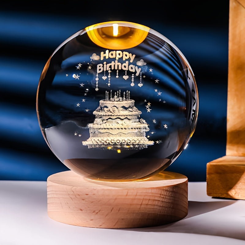 3D кристальный шар LED ночник для Сатурна в Галактической Солнечной системе, работающий от USB с полированной отделкой для домашнего декора и подарков на день рождения.