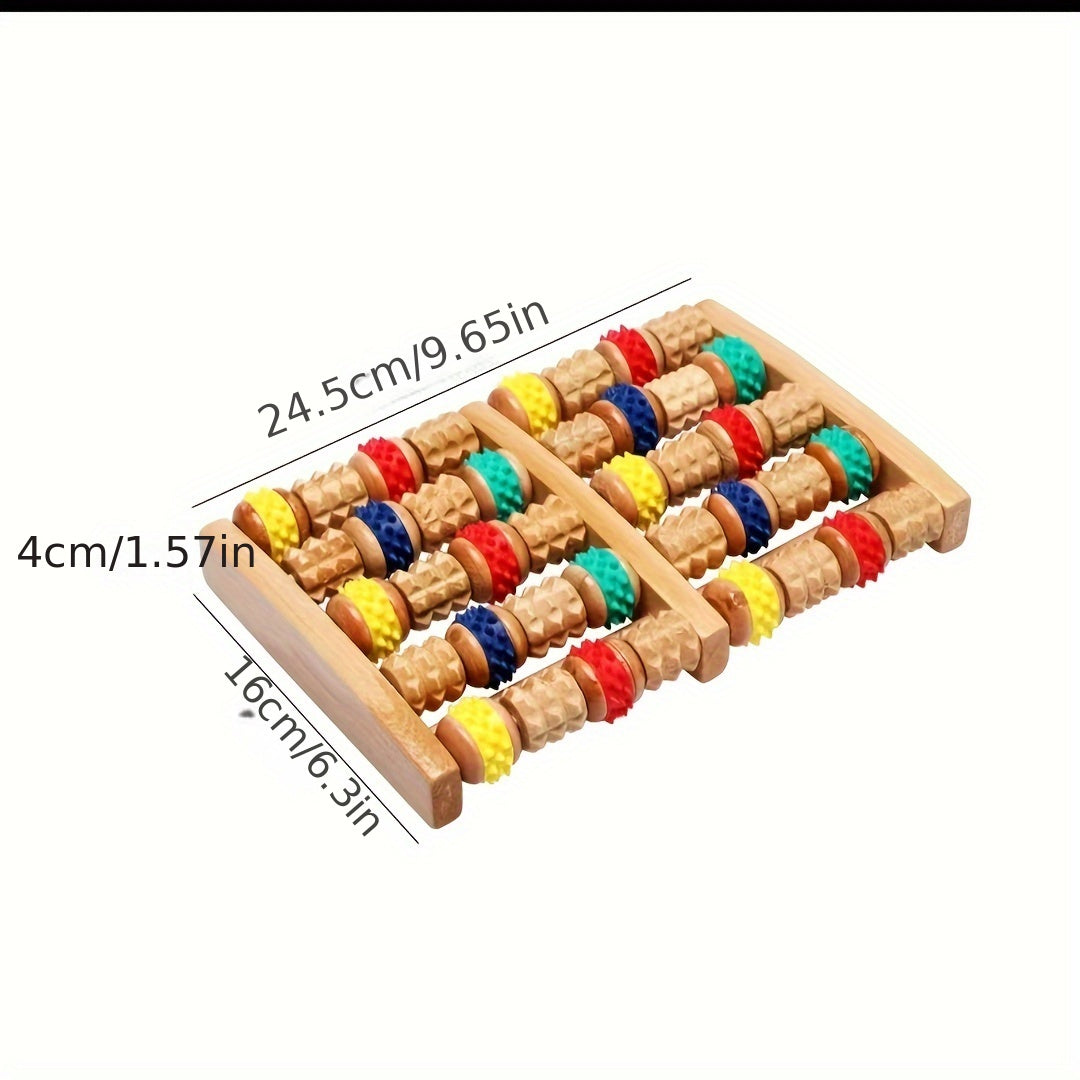 Wooden Dual-Direction Foot Massager for Fatigue Relief and Relaxation
