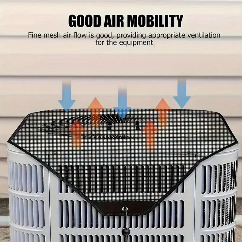 Outdoor AC Unit Cover PVC Mesh Debris Guard with Elastic Bungee Cords