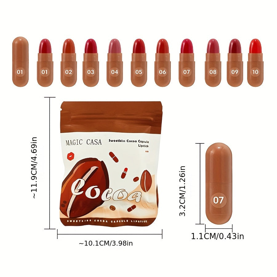 10Pcs Matte Velvet Finish Mini Lip Gloss Set Long-Lasting Non-Transferable