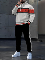 Conjunto de sudadera con capucha y pantalones deportivos de poliéster con estampado digital para hombres, ideal para primavera y otoño, casual y al aire libre