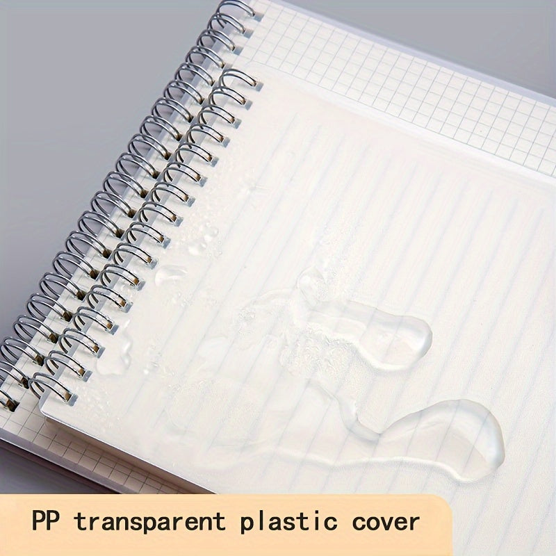 A5 Transparent Grid Coil Notebook Water-Resistant for School Office and Journaling