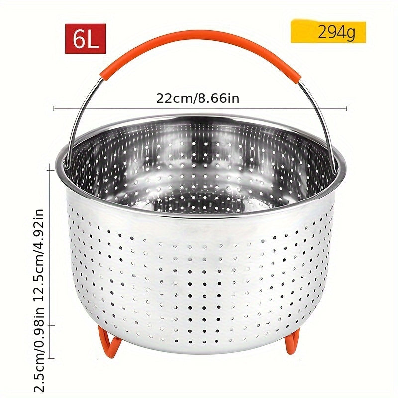 6L Stainless Steel Steamer Basket for Vegetables Seafood Dumplings Kitchen Use