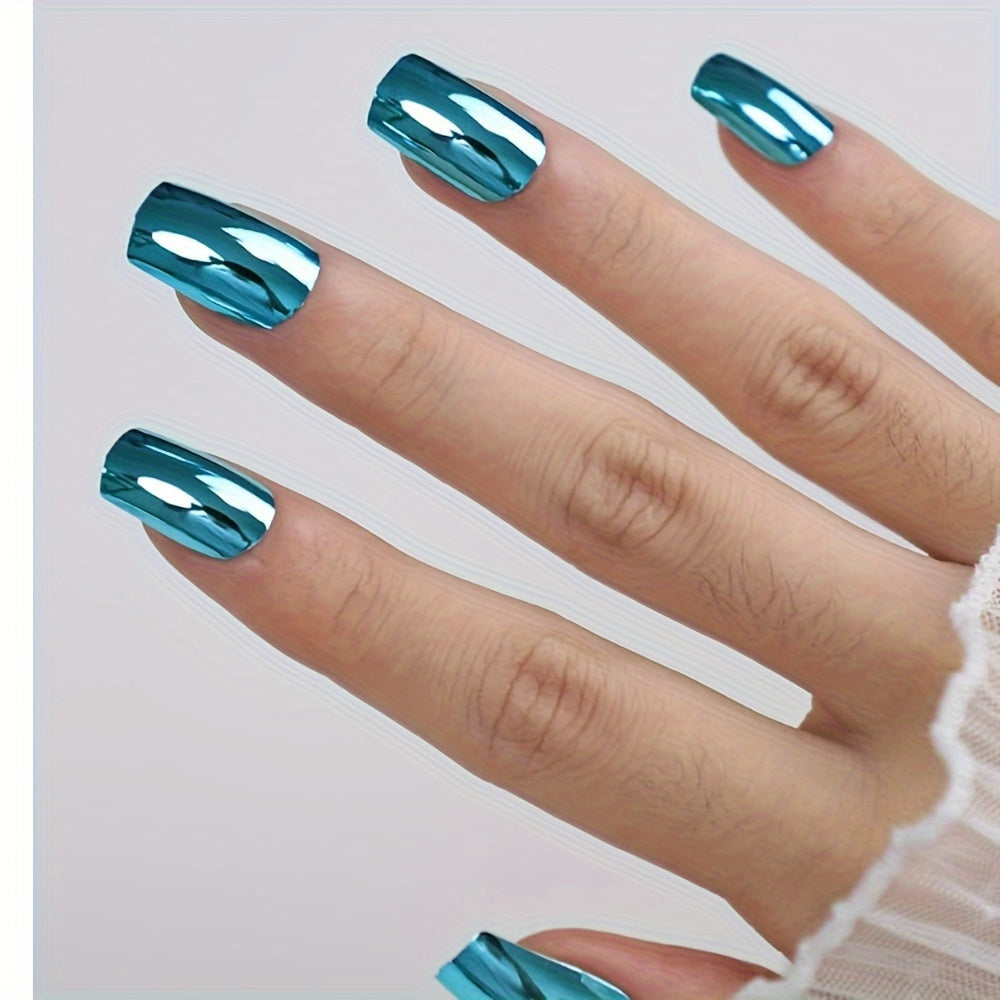 Blue Mirror Finish Metal Nail Polish for Long-Lasting Quick-Dry Manicure