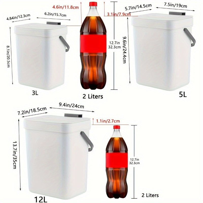 3L/5L Under Sink Trash Can with Lid Leak-Proof Plastic Bin for Kitchen Bathroom Bedroom