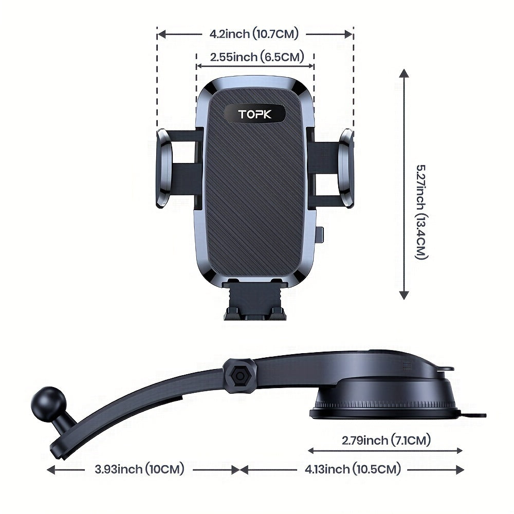 Universal Car Phone Mount 2-in-1 Handsfree Stand for Dashboard, Compatible with iPhone Android