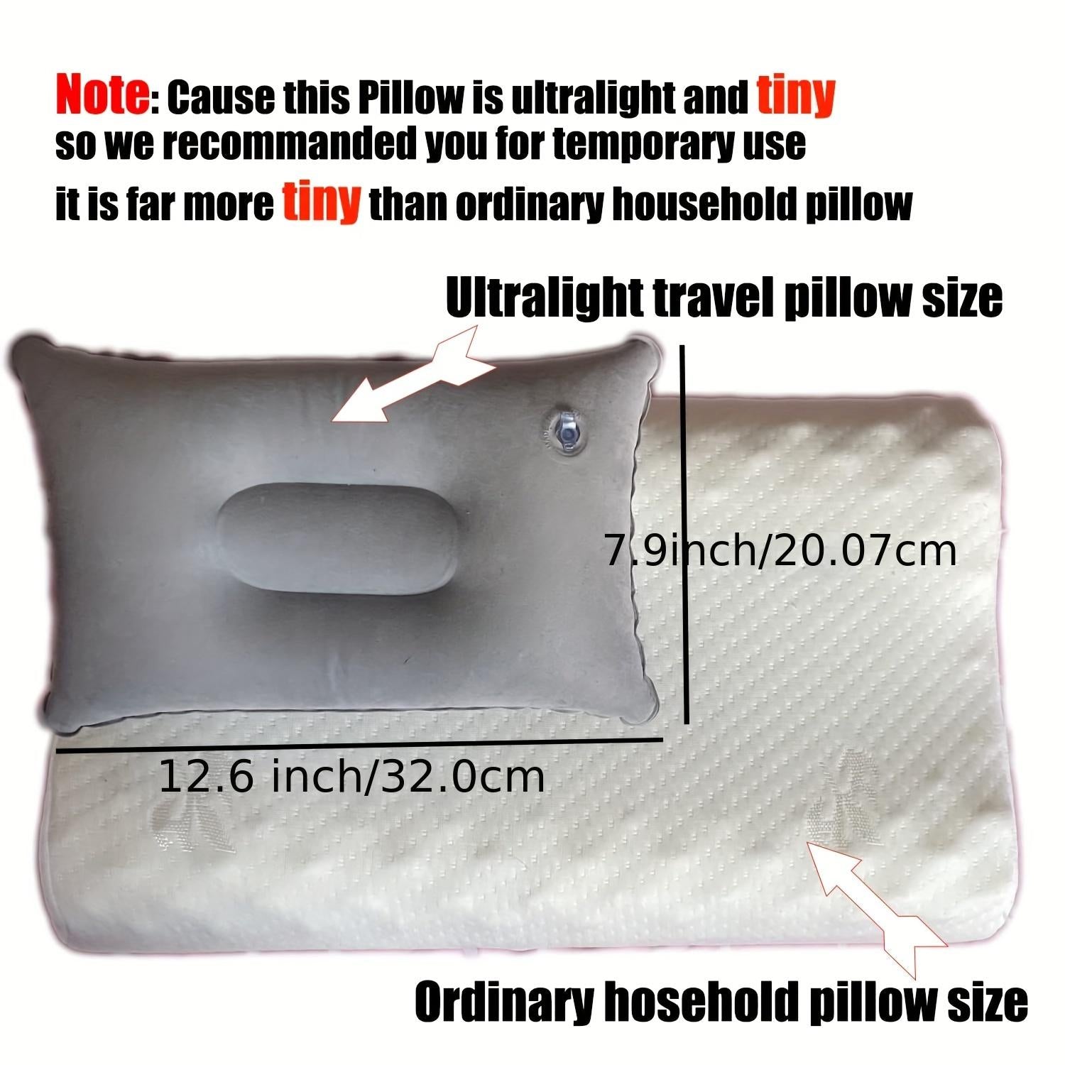 Inflatable Pillow for Travel Camping Office Car Support Neck Lumbar 1 or 2 Pack