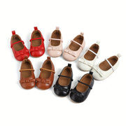 Girls Children's Ballet Flats in PU with Bow, Non-Slip Sole, Flexible, for Daily and Special Occasions