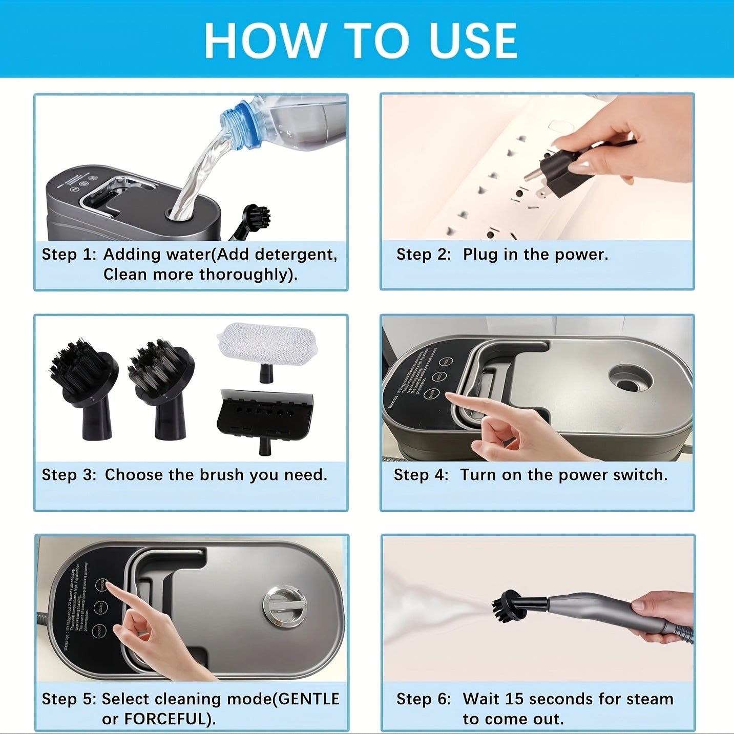 Handheld Steam Cleaner 1.2L Capacity 220-240V European Plug for Home Car Sofa