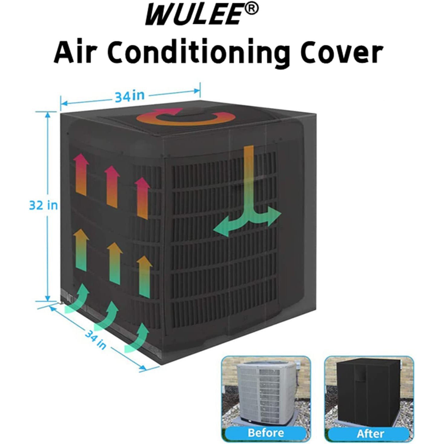All-Weather Air Conditioner Cover for Square Units Dust Rain Sun Durable 210D Oxford
