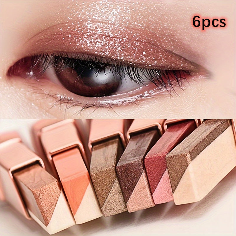 6pcs Gradient Eye Shadow Stick Set for Beginners, Fade-Resistant, Dual Color