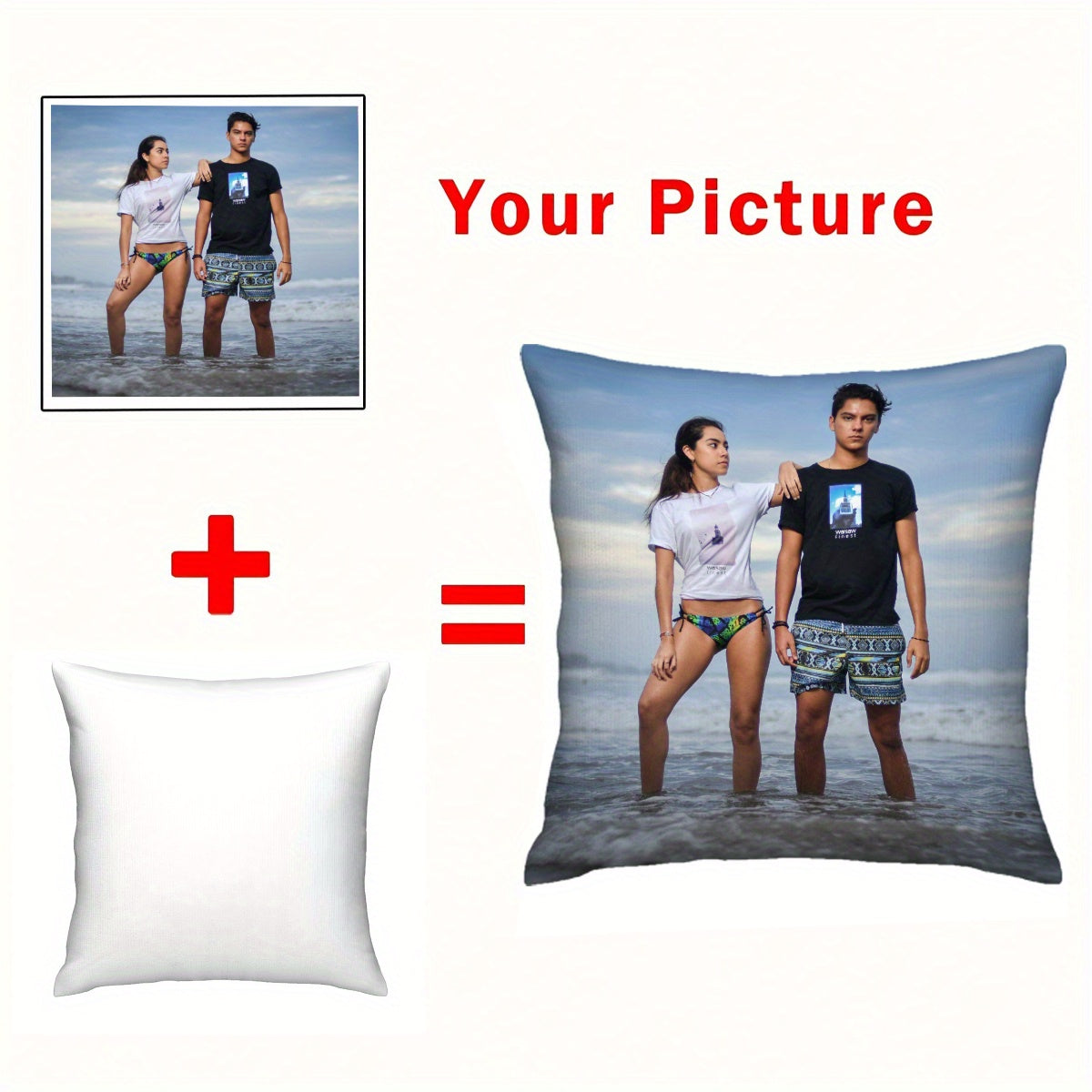 Personalized Photo Pillowcase Decorative Throw Pillow Cover for Gifts and Home Decor